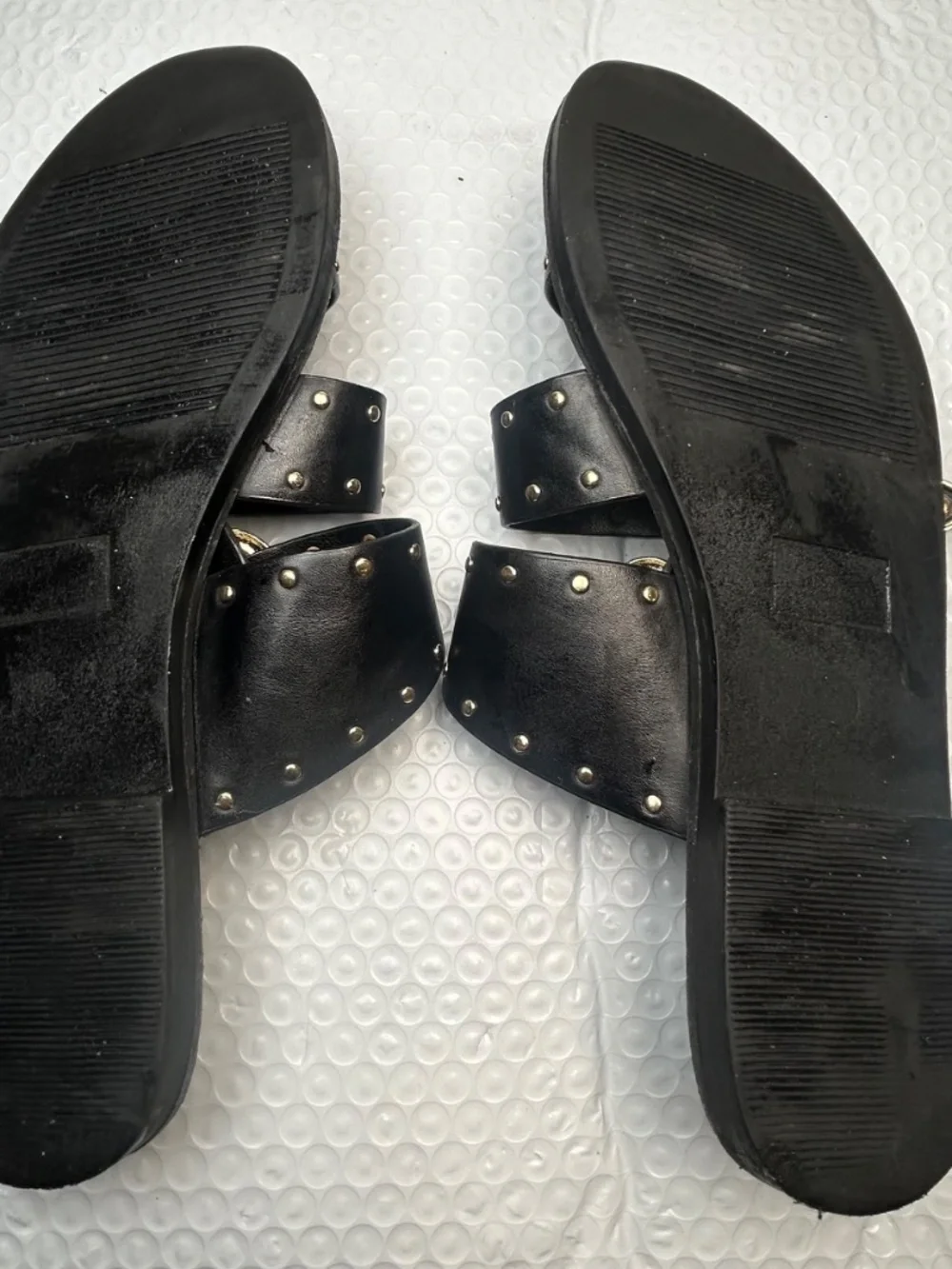 Shoedazzle Black Studded Sandals Women's Size 7 Black Gottic Slides